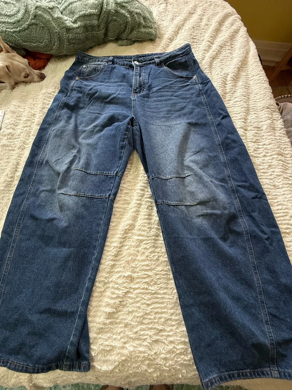 Women's Baggy Boyfriend Jeans Vintage Wide Leg Mid Rise Barrel Denim Ankle Pants - Picture 4 of 10